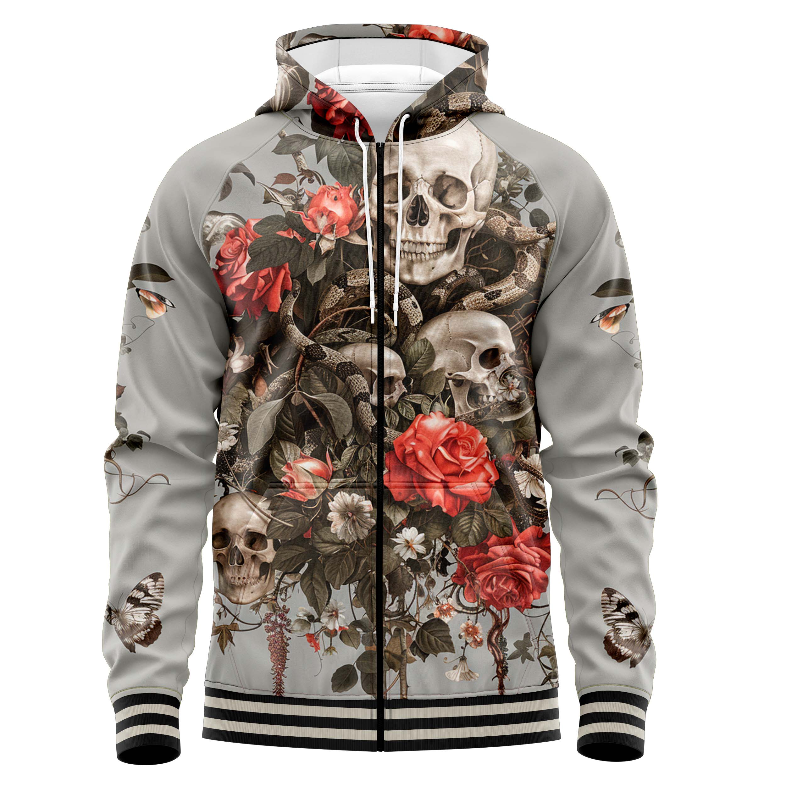 Floral Space Zip Up Hoodies