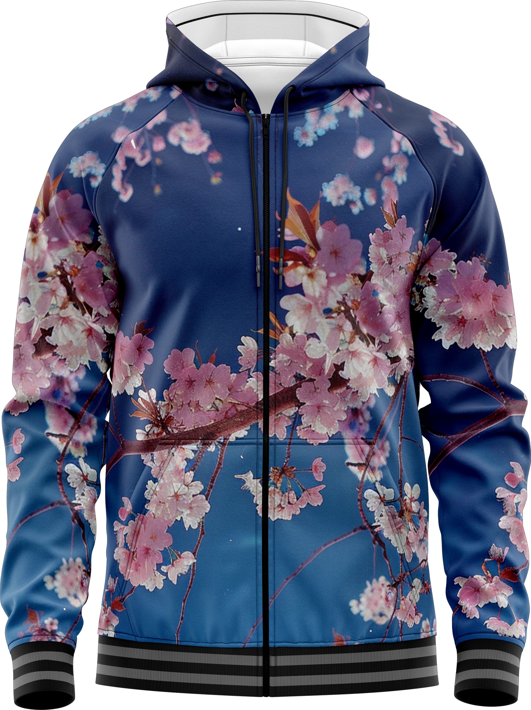 Moonlight Blossom Zip Up Hoodies