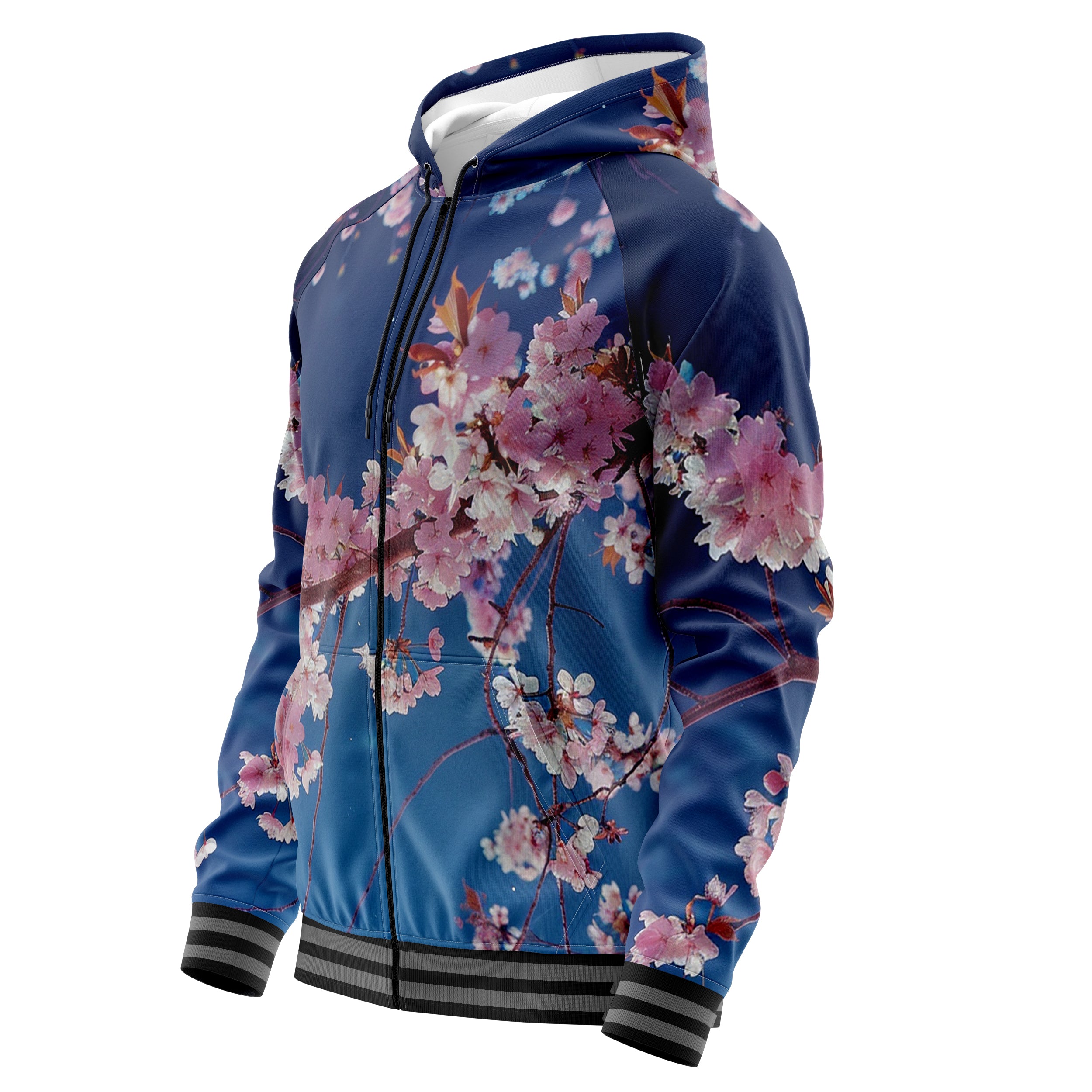 Moonlight Blossom Zip Up Hoodies