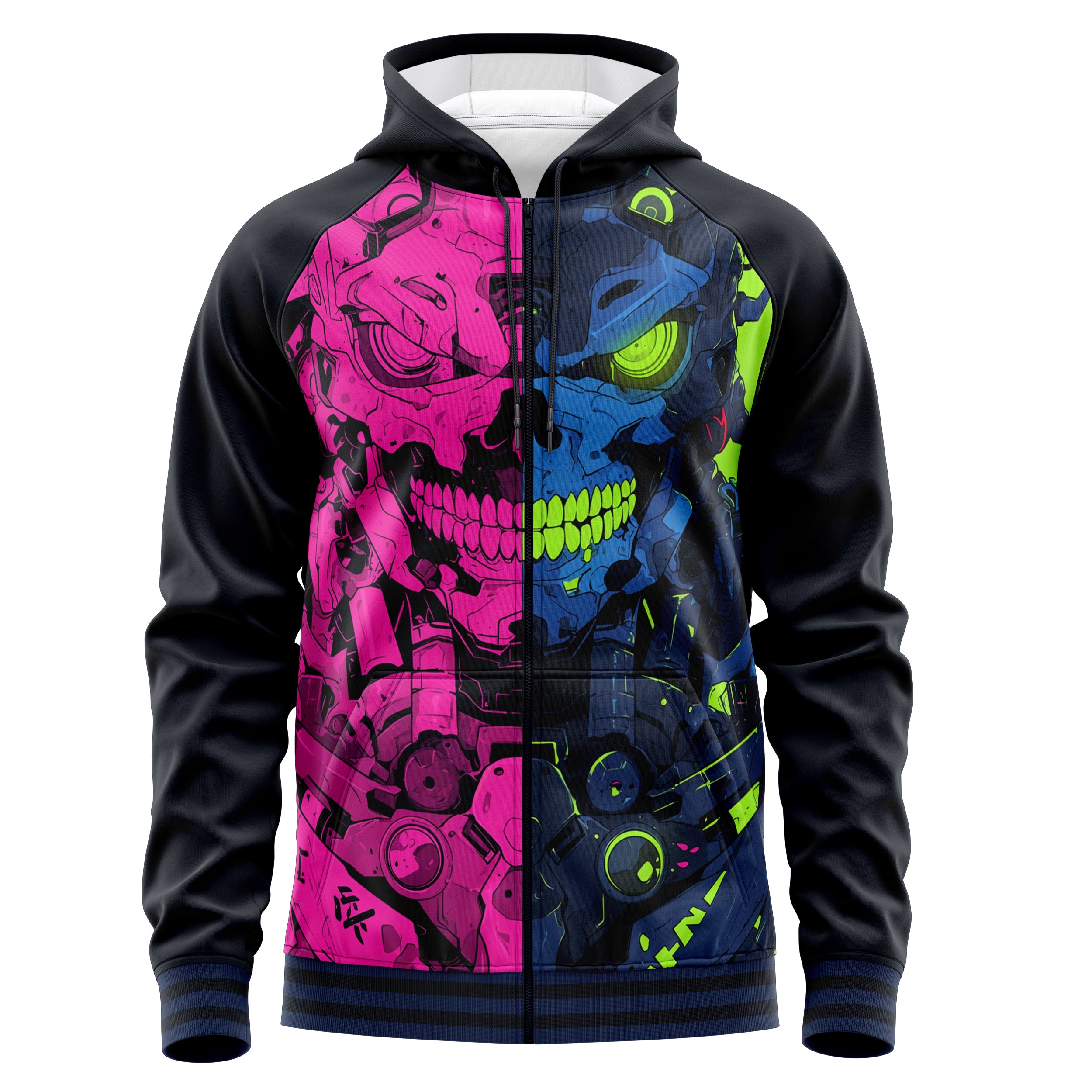 Robotic Skull Zip Up Hoodies