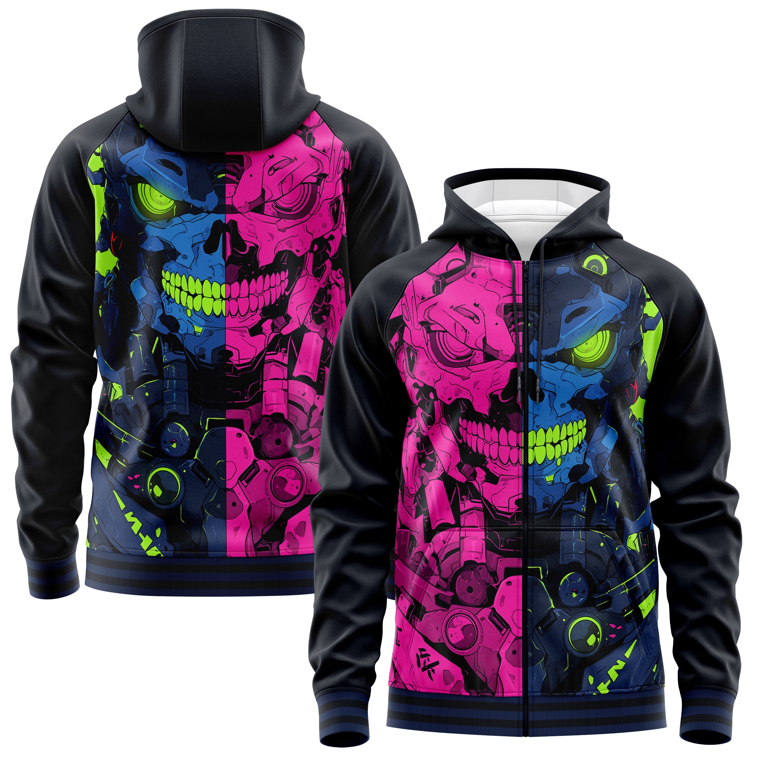 Robotic Skull Zip Up Hoodies ZU240902Ro031